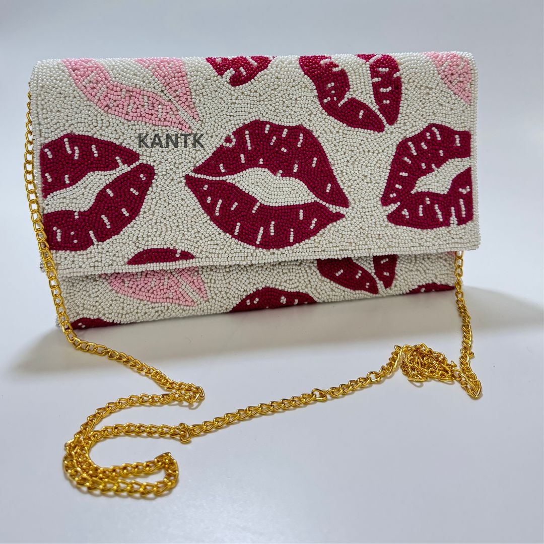 Valentine’s Day Beaded Clutch Romantic Handmade Bag