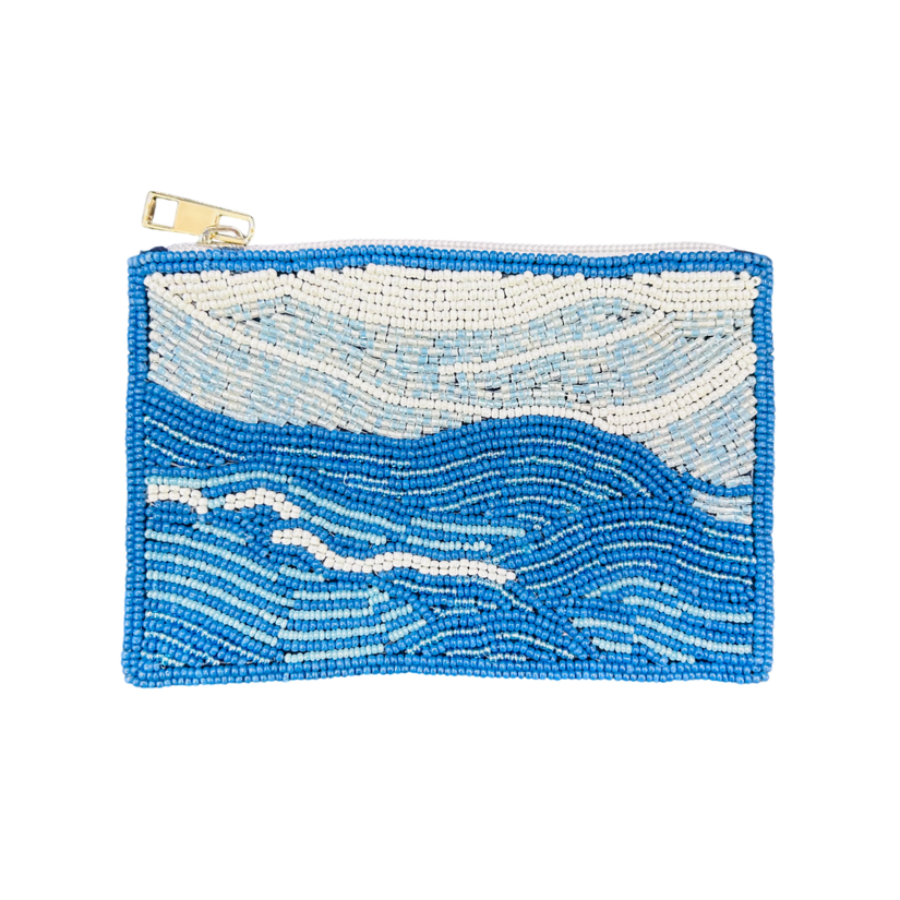 Handmade Ocean Wave Beaded Pouch