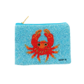Handcrafted Seed Beaded Red Crab Coin Purse