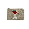 Hand-Beaded Martini Coin Purse Cocktail-Inspired Mini Pouch