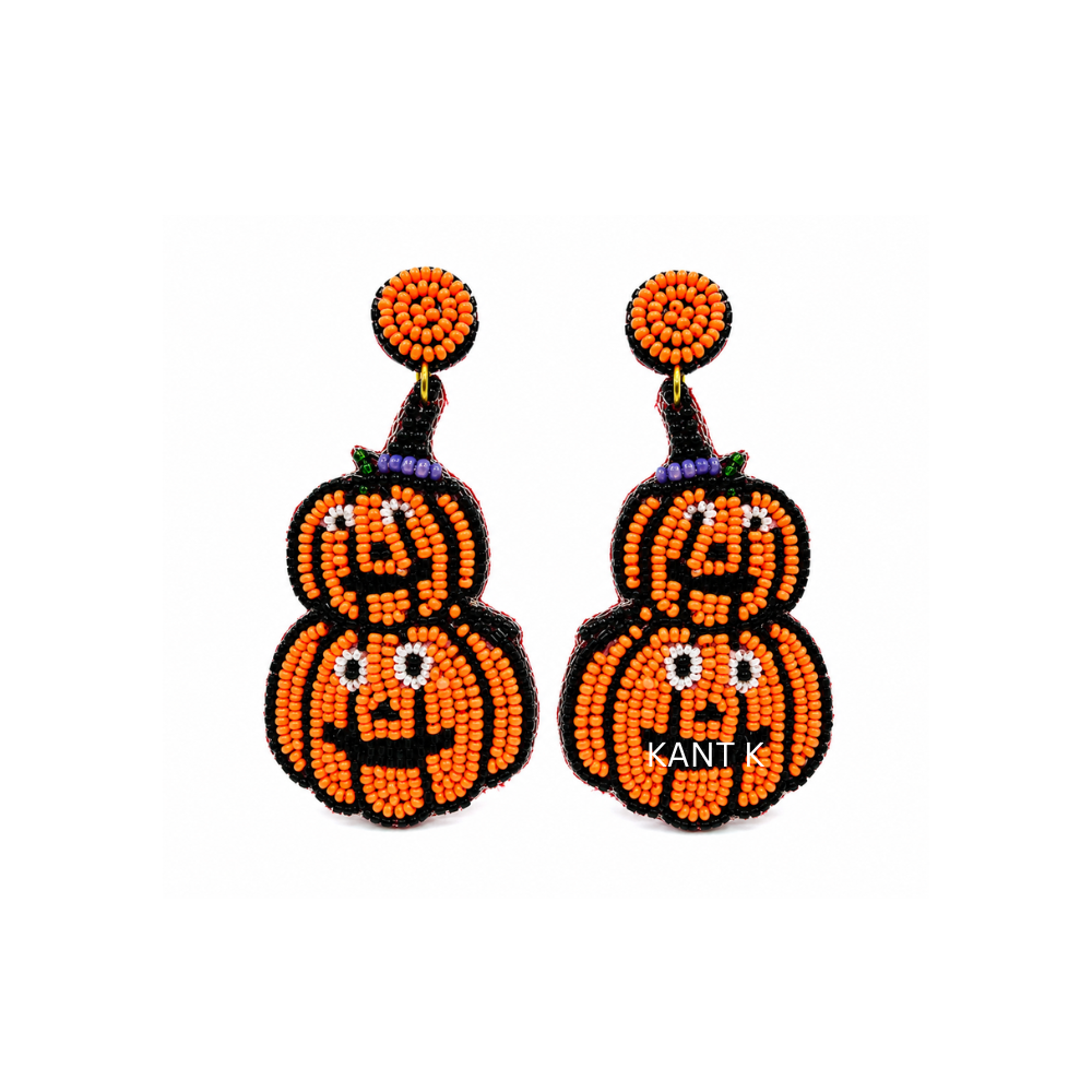 Handmade Pumpkin Beaded Earrings