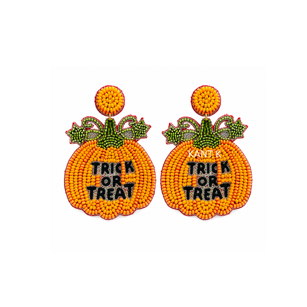 Handcrafted TRICK OR TREAT Halloween Beaded Earrings