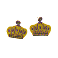 Handmade Mardi Gras Crown Drop Earrings Purple, Green & Gold Seed Beads