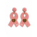 Pink Ribbon Beaded Earrings Breast Cancer Awareness Jewelry