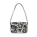 Floral Black & White Hand-Beaded Shoulder Bag