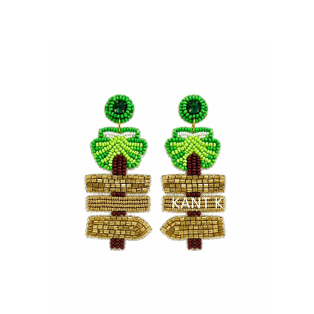 Handmade Beaded Palm Tree Earrings