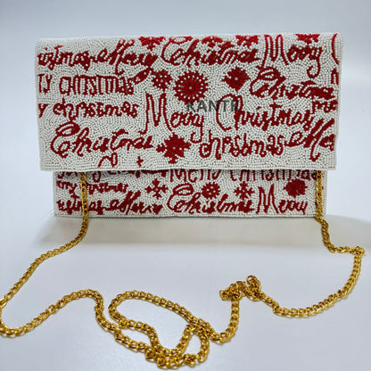 Handmade Christmas Beaded Clutch Festive Holiday Accessories for Women