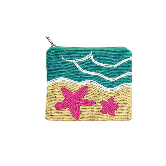 Handmade Beach & Starfish Beaded Coin Purse