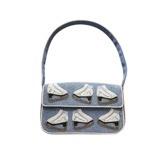 Ice Skates Handmade Beaded Shoulder Bag