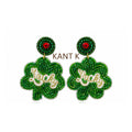 St. Patrick’s Day Beaded Green Clover Drop Earring