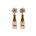 Bridal Champagne Cheers Pink Beaded Earrings