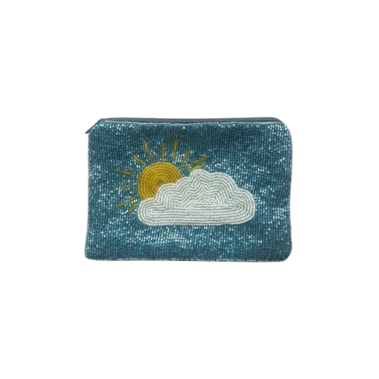 Sun & Clouds Hand-Beaded Pouch Purse