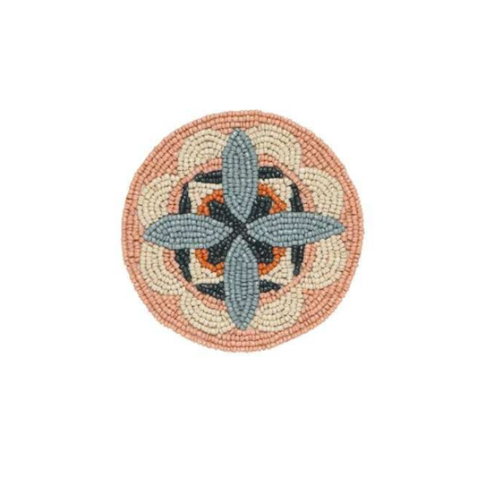 Set of 4 Round Handmade Beaded Coaster