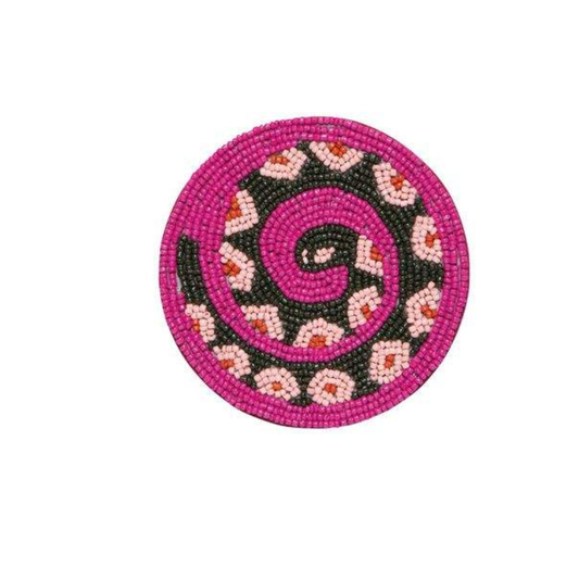 Set of 4 Handmade Beaded Coaster Round Bead Drink Coaster