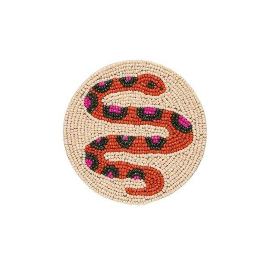 Set of 4 Handmade Snake Beaded Coaster