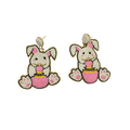 Easter Bunny & Egg Seed Bead Drop Earrings White & Pink Festive Jewelry