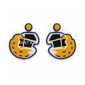 Blue and Yellow Helmet Beaded Earrings