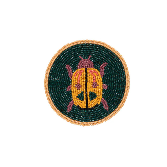 Set of 4 Luxury Beetle Beaded Coaster Handmade Table Accessory