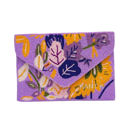 Floral Beaded Clutch Purse Multicolor Handmade Clutch Bag