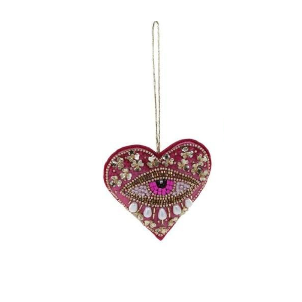 Red Heart Shape Beaded Ornament