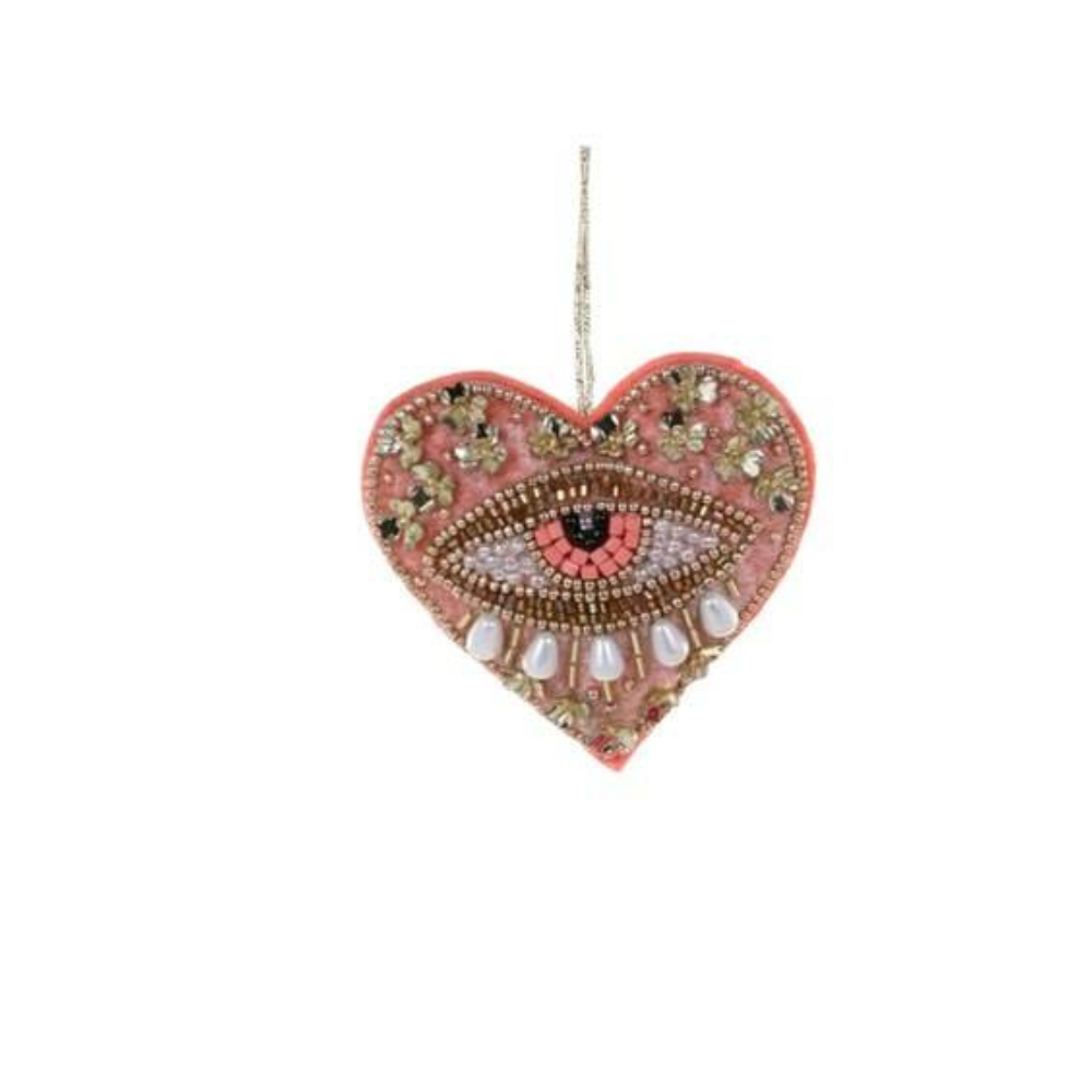 Pink Heart Shape Beaded Ornament