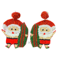 Handmade Beaded Christmas Earrings Cute Santa Claus Holiday Dangle Earrings