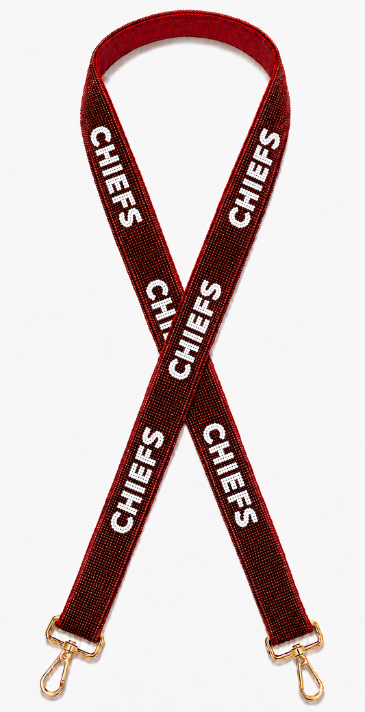 CHIEFS Gameday Maroon & White Beaded Bag Strap