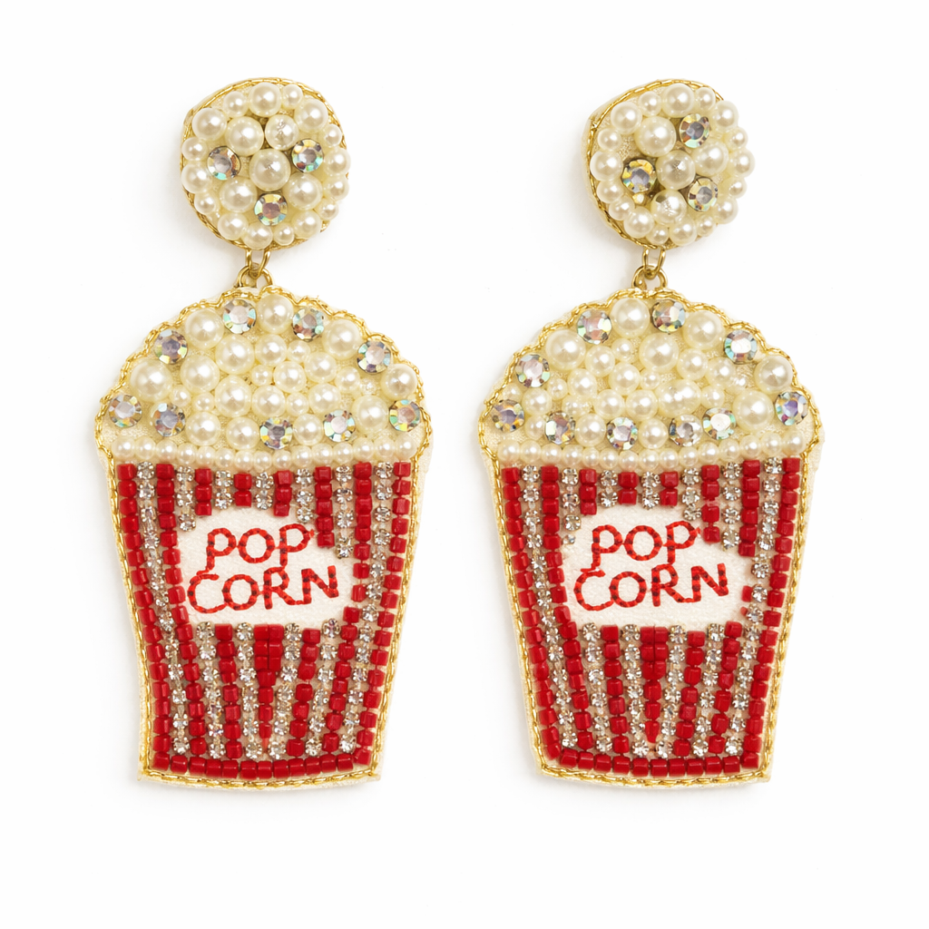 Movie Night Beaded Popcorn Earrings