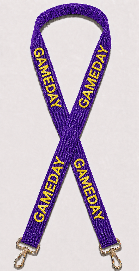 Purple & Yellow Gameday Beaded Wristlet Strap