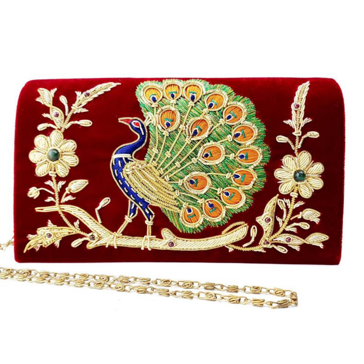 Peacock Velvet Evening Bag