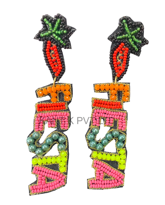 Colorful Fiesta Beaded Earrings Handmade Statement Drop Earrings