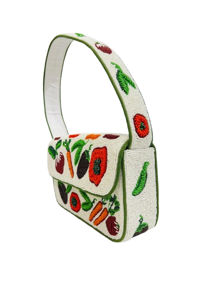 Handmade Beaded Vegetable Shoulder Bag Boho Floral Bag