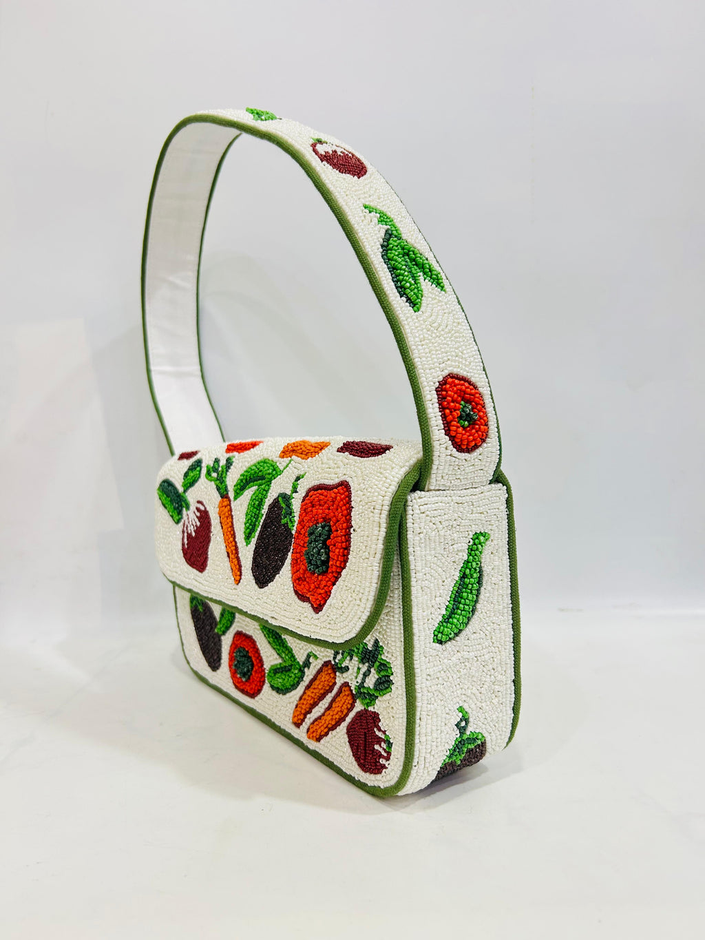 Handmade Beaded Vegetable Shoulder Bag Boho Floral Bag