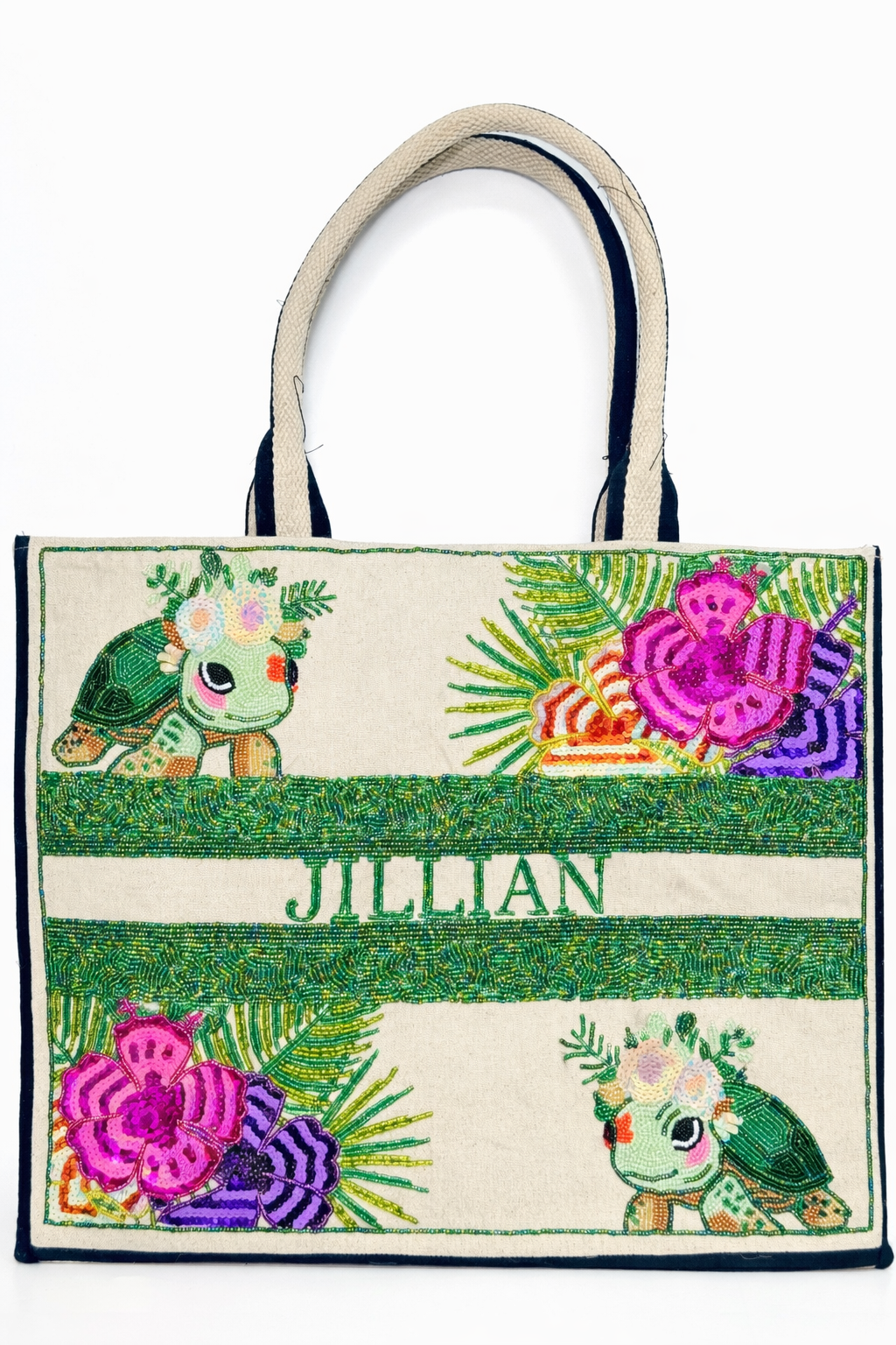 JILLIAN Custom Beaded Canvas Tote Bag