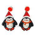 Christmas Penguin Beaded Earrings Cute Holiday Dangle Jewelry
