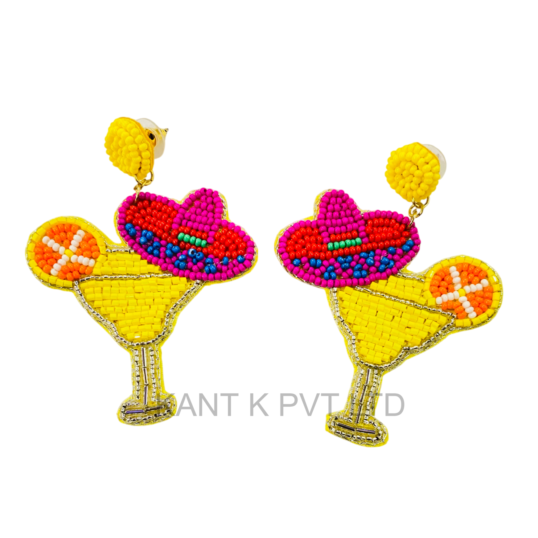 Handmade Margarita Bead Earrings Fun Summer Cocktail Jewelry
