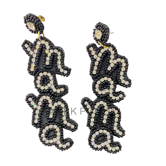 Handmade Black Mother’s Day Beaded Earrings