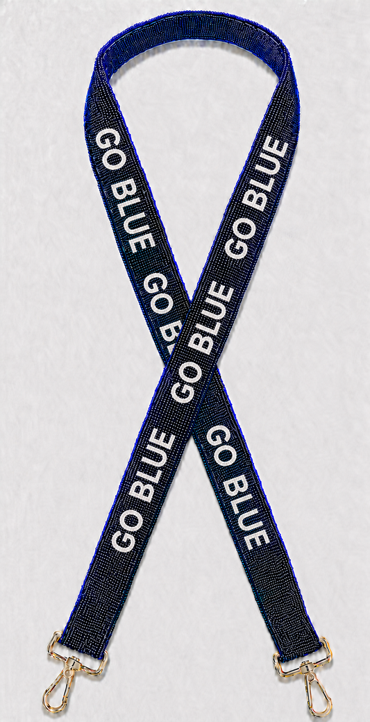 GO BLUE Gameday Beaded Phone Strap Football Fan Accessory