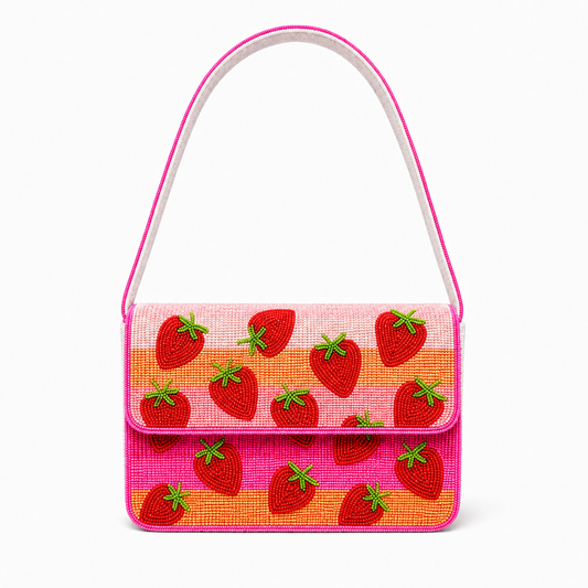 Handmade Strawberry Beaded Shoulder Bag