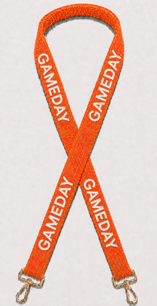Gameday Orange & White Beaded Strap