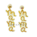 Handmade White Mother’s Day Beaded Earrings
