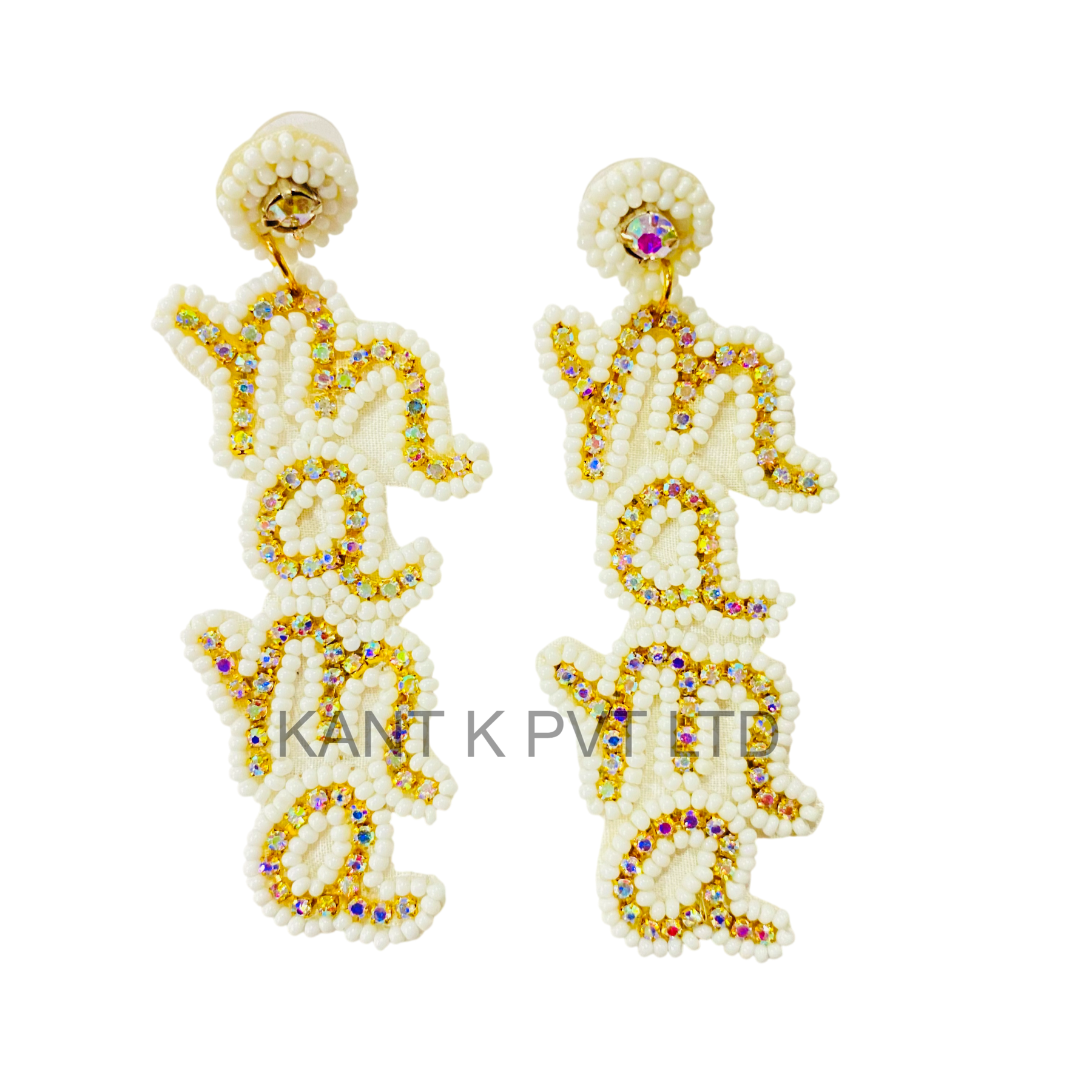 Handmade White Mother’s Day Beaded Earrings