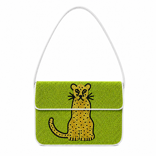 Tiger Beaded Shoulder Bag Handmade Wildlife-Inspired Statement Purse