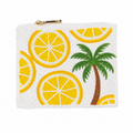 Tropical Summer Lemons & Palm Tree Beaded Coin Purse