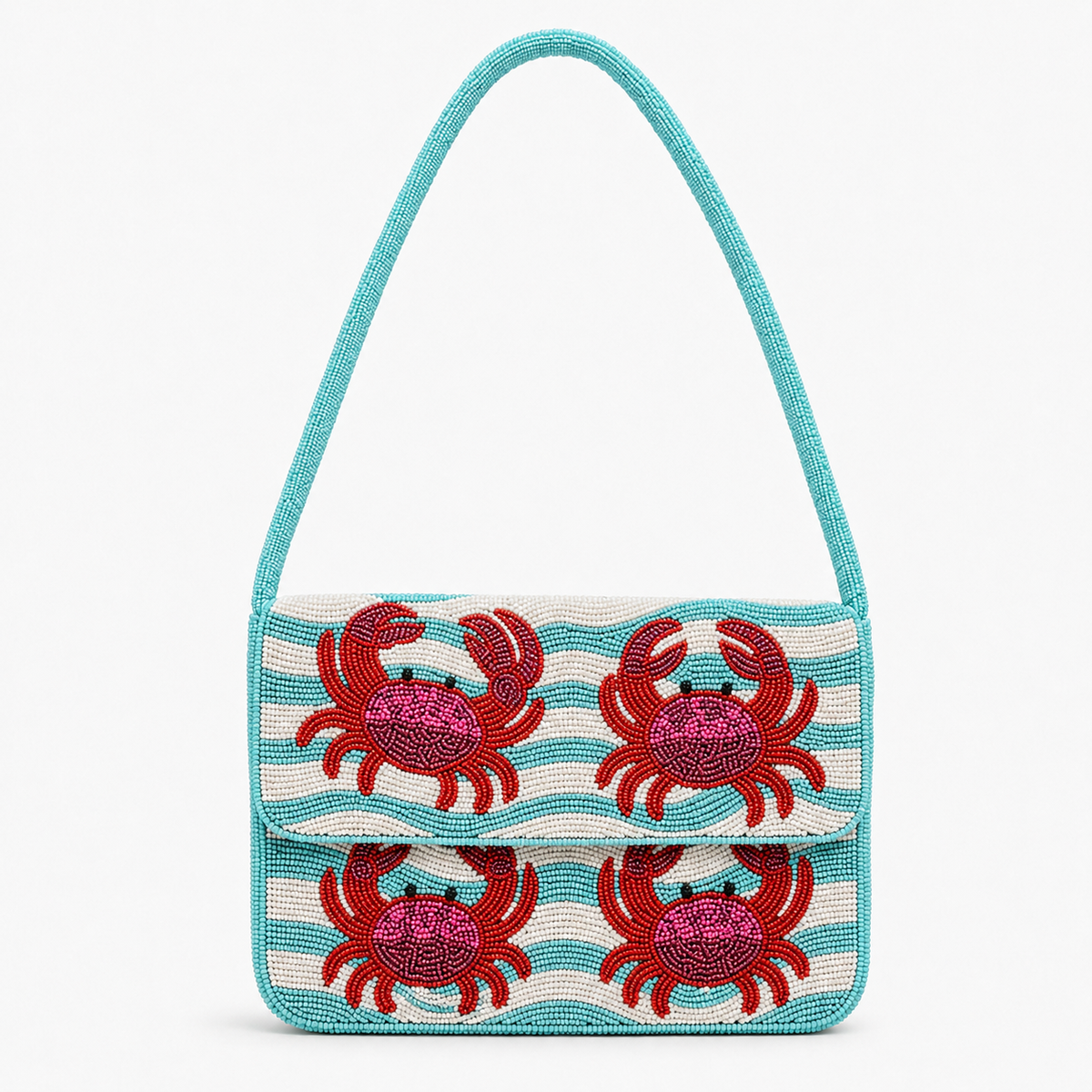 Beaded Crabs Shoulder Bag Tropical Ocean Crab Purse
