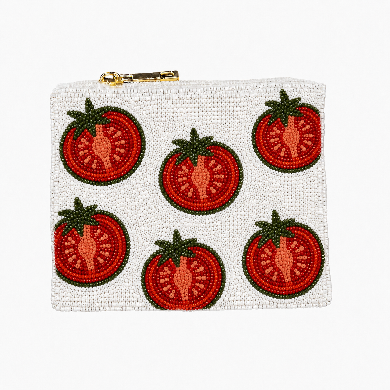 Handmade Tomato Beaded Coin Purse Cute Fruit-Inspired Bead Bag