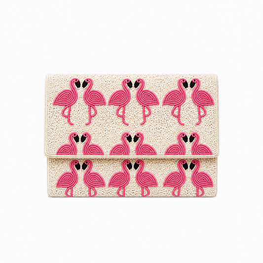 Flamingo Beaded Clutch for Women