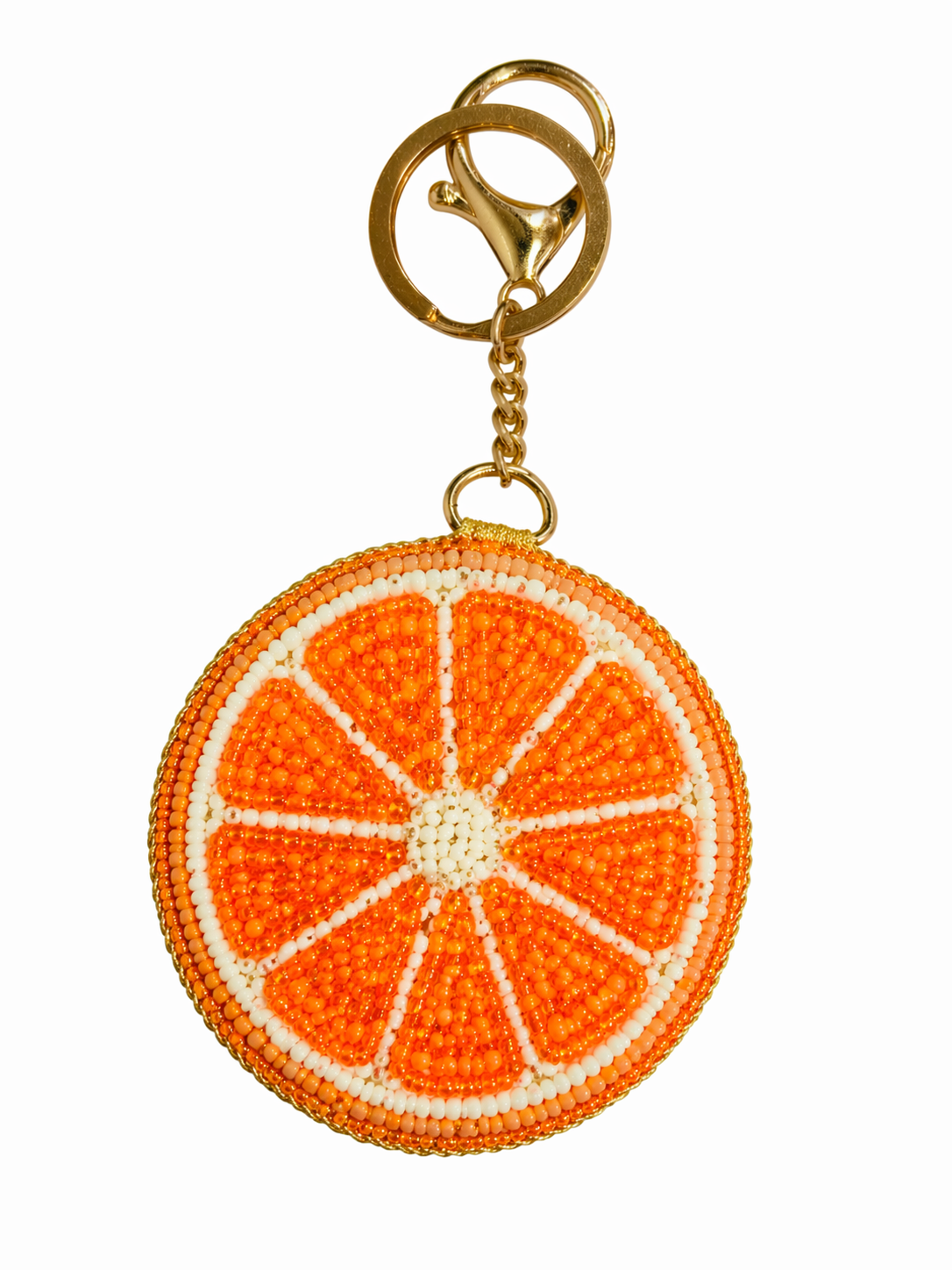 Handmade Orange Beaded Keychain