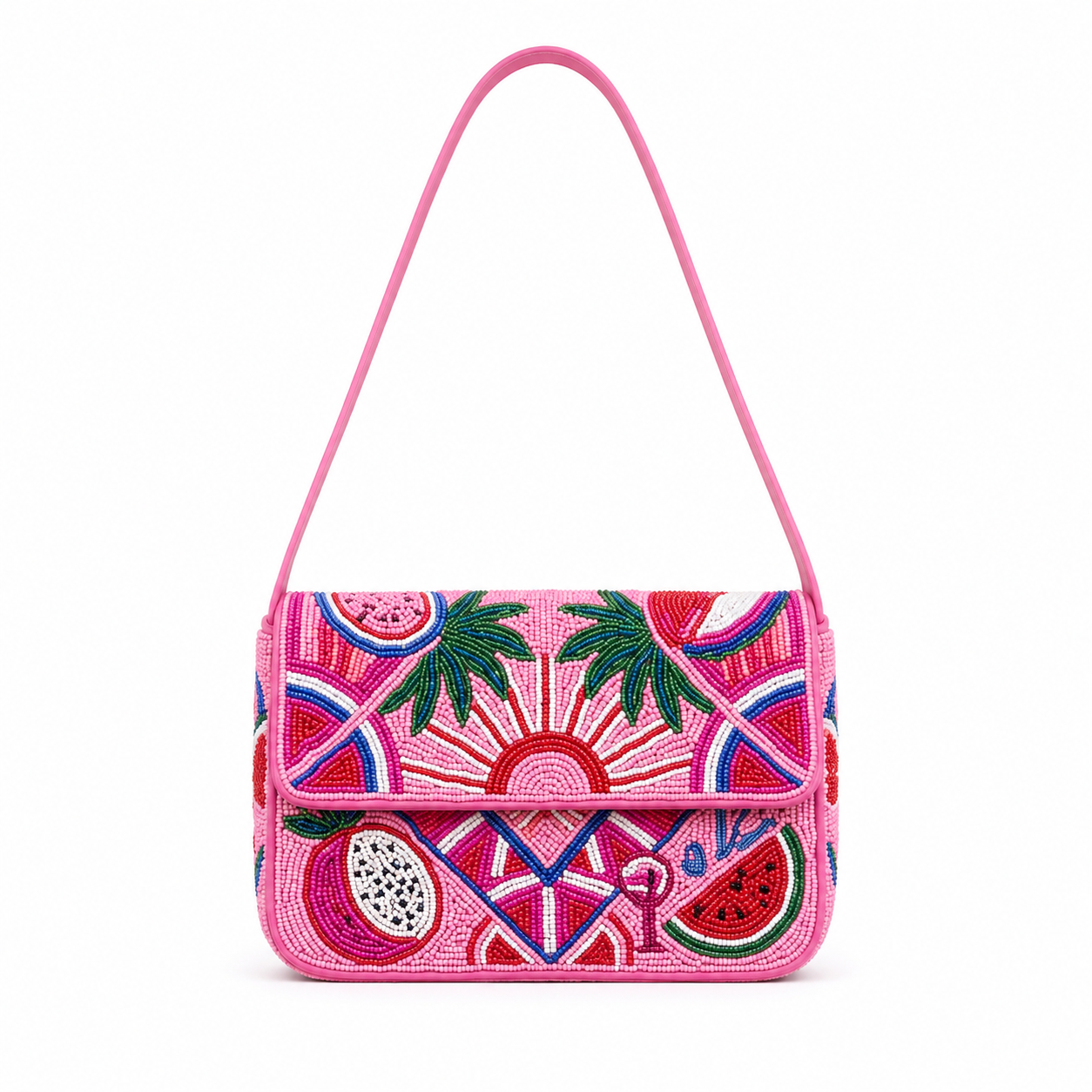 Handmade Multicolor Watermelon Beaded Shoulder Bag