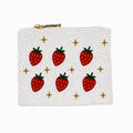 Handmade Strawberry Beaded Coin Purse Cute Fruit Pouch